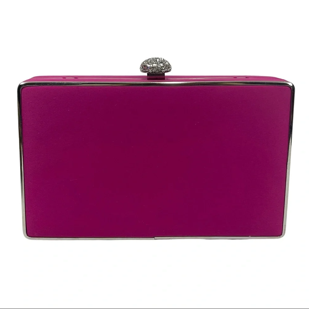 Lula Townsend Fuchsia Box Handbag with Rhinestone Closure - Picture 3 of 12